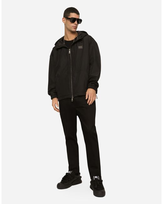 Dolce & Gabbana Black Zippered Hooded Casual Jacket for men