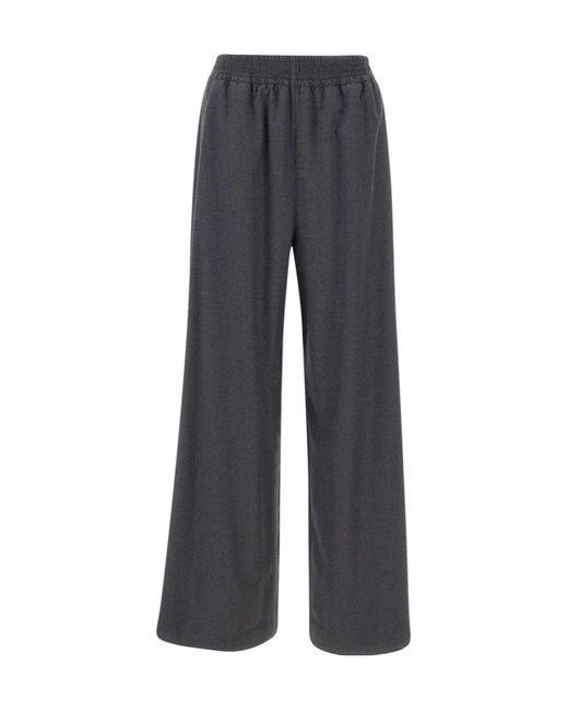 Fabiana Filippi Gray Flannel Wide-Leg Trousers