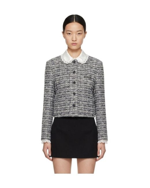Marissa Chiara Gray Lace Trim Jacket