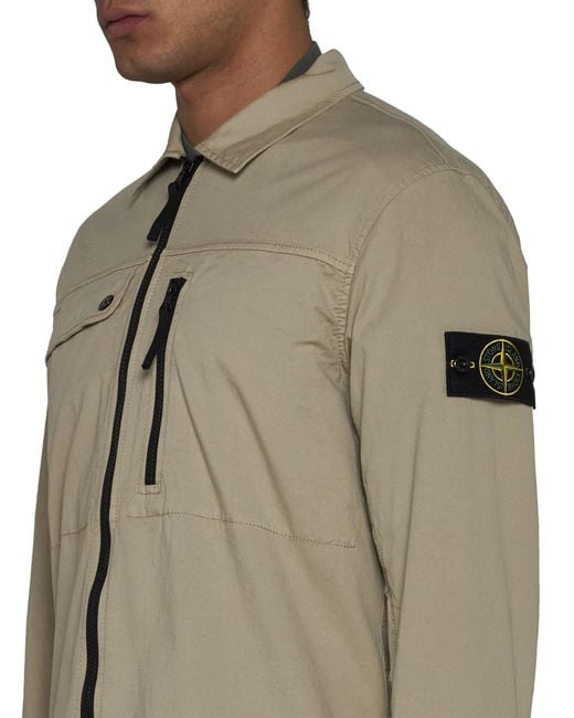 Stone Island Green Logo Patch Zip-Up Jacket for men
