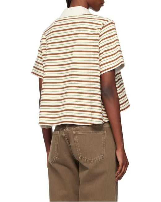 Moncler White Striped Polo Shirt