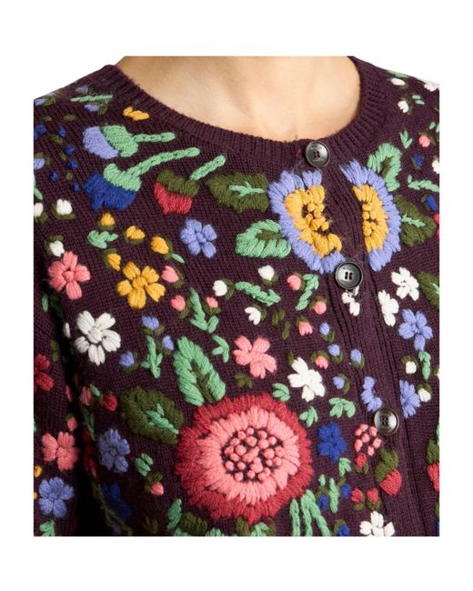 Etro Black Wool Cardigan With Floral-Embroidery
