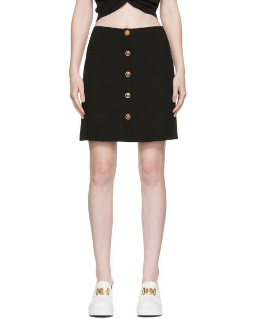 Versace Black Medusa A-Line Wool Skirt