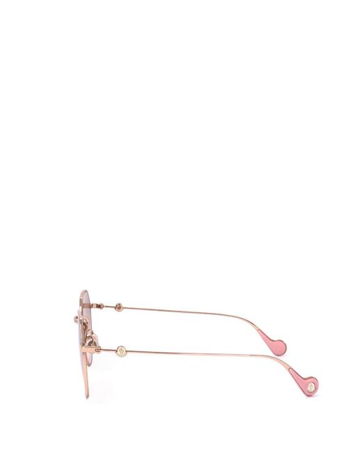 Moncler Pink Eyewear Round Frame Sunglasses