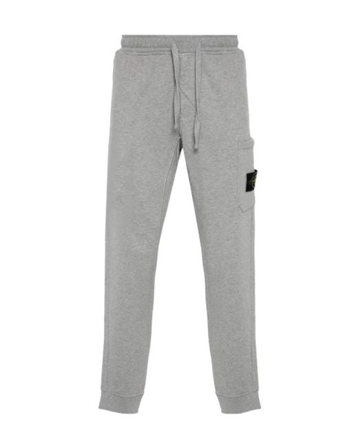 Stone Island Gray Compass-Badge Melange Tapered Trousers for men