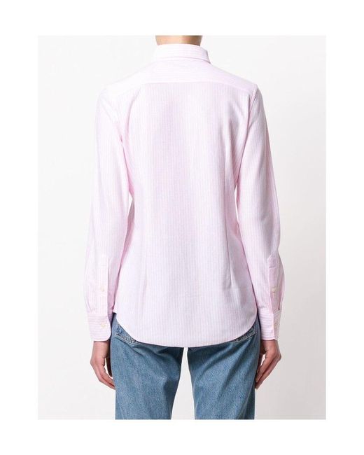 Polo Ralph Lauren Pink Long-Sleeved Pinstriped Shirt