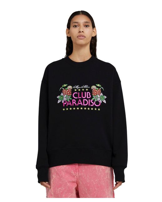 MSGM Black Graphic-Print Sweatshirt