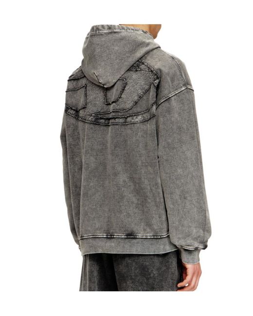 DIESEL Gray Boxt-Hood-Den Hoodie for men