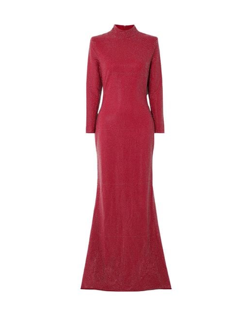 Solace London Red Long-Sleeve High-Neck Dress