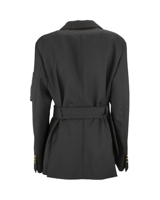 Versace Black Long-Sleeve Belted Jacket
