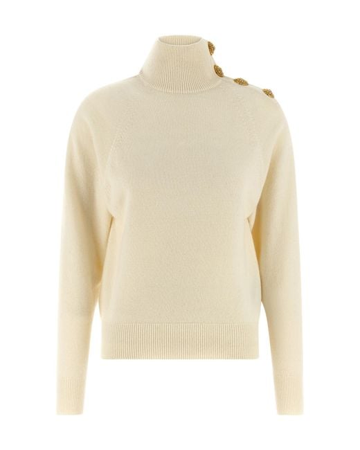 Balmain Natural Turtleneck Knitted Jumper