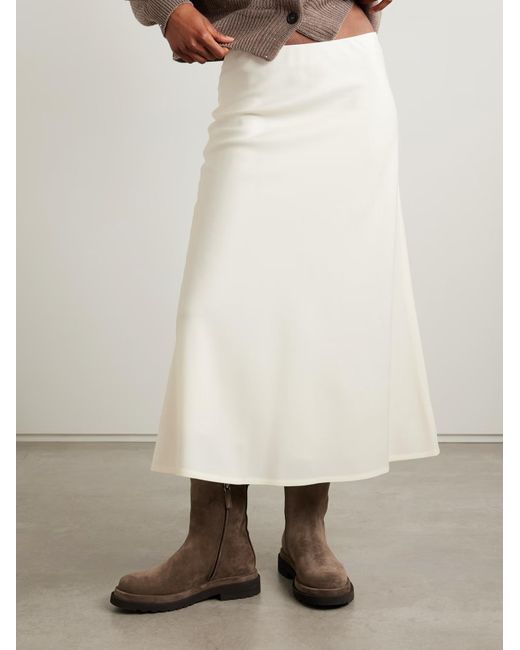 Brunello Cucinelli White A-Line Midi Skirt