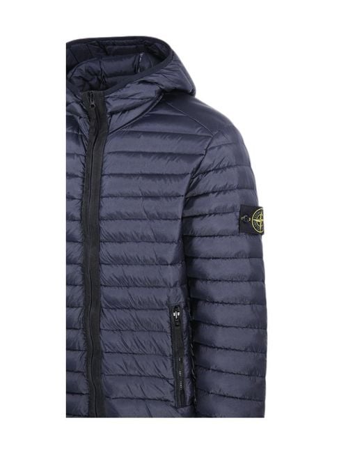 Stone Island Blue Zip-Up Puffer Jacket for men