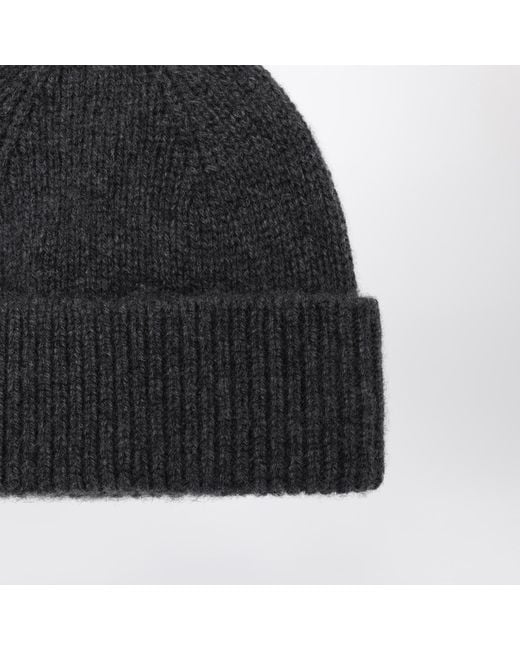 Roberto Collina Black Ribbed Knit Hat for men