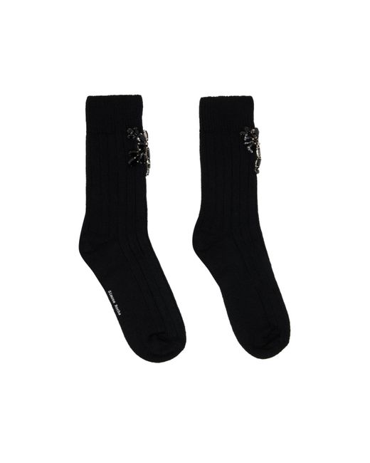 Simone Rocha Black Rose Embellished Ankle Socks
