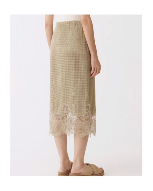 Fabiana Filippi Natural Lace Hem Midi Skirt
