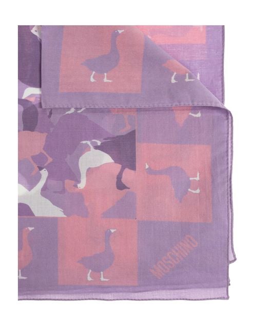 Moschino Purple Duck Print Scarf for men