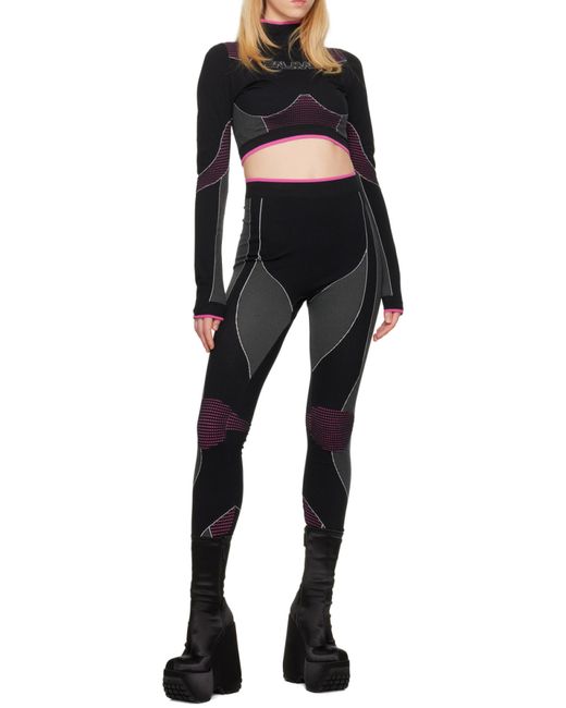 Balmain Black High Neck Seamless Cropped Top