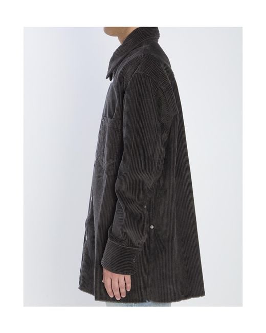 AMI Black Corduroy Velvet Overshirt for men