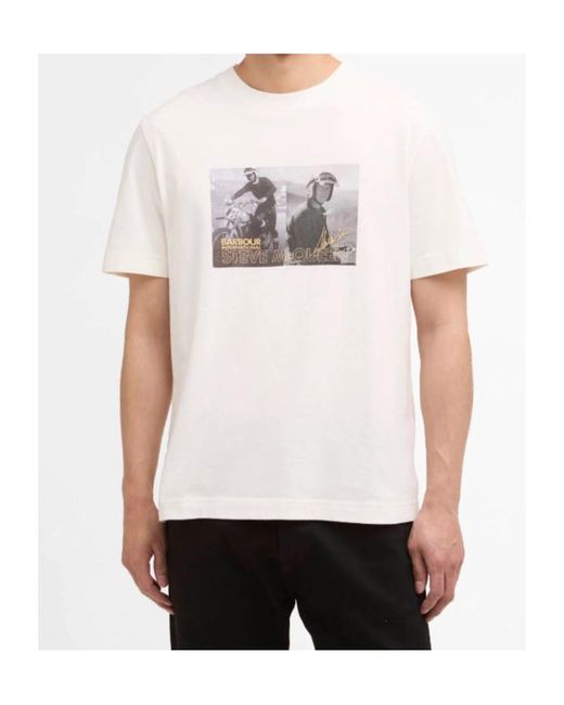Barbour White Crew Neck T-Shirt for men
