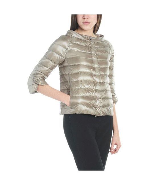 Herno Gray Cropped Sleeve Down Jacket