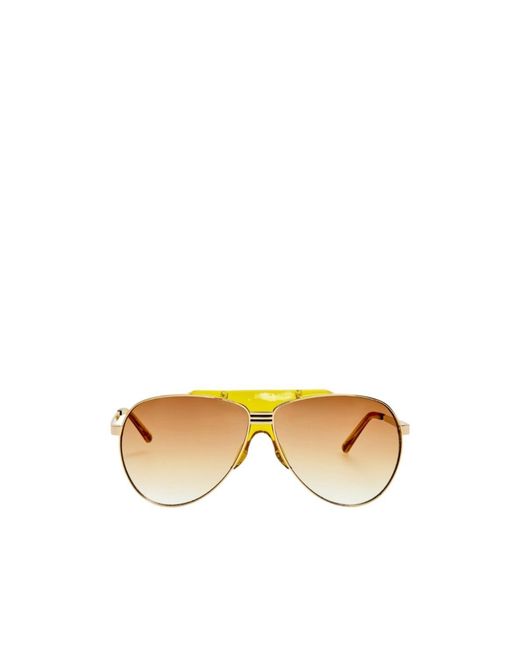 Linda Farrow Metallic Aviator Sunglasses