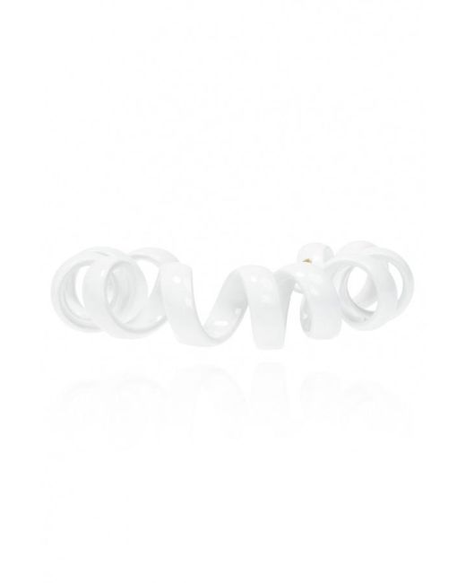 Bottega Veneta White Coiled Open-Cuff Bracelet