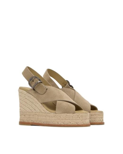 Castaner Natural Castañer Cross-Strap Wedge Espadrilles