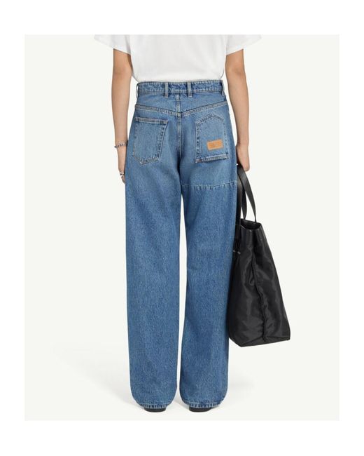 MM6 by Maison Margiela Blue Logo Patch Straight-Leg Jeans for men