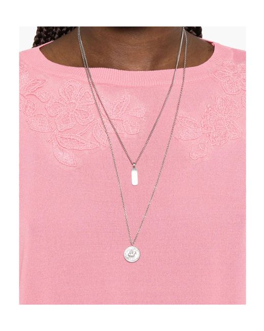 ERMANNO FIRENZE Pink Floral-Lace T-Shirt