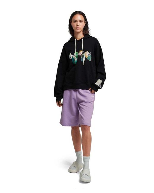 MSGM Black Slogan-Print Organic-Cotton Hoodie for men