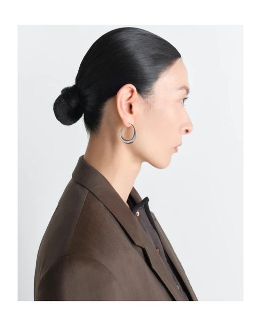 Lemaire White Hoops Drop Earrings