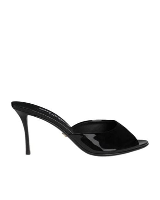 Dolce & Gabbana Black 75Mm Vernice Patent Leather Mule Sandals