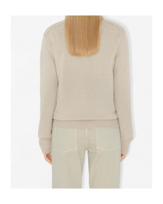 Burberry Natural Checked Knitted Crewneck Jumper