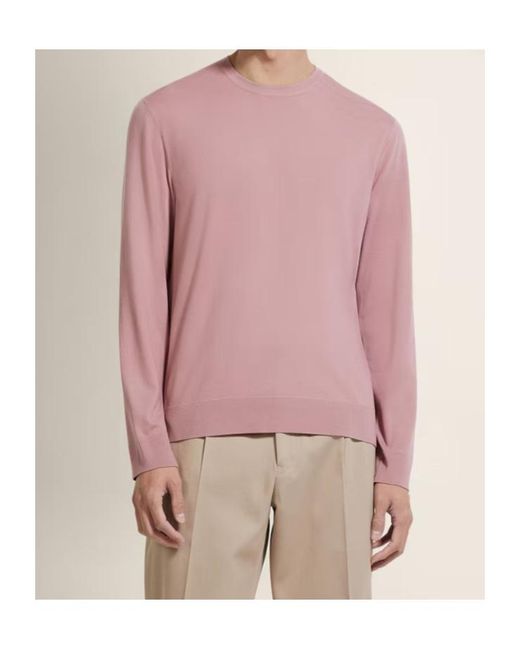 Zegna Pink Light Vellus Aureum Crewneck for men