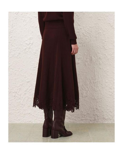Zimmermann Purple Valiant Merino Lace Skirt