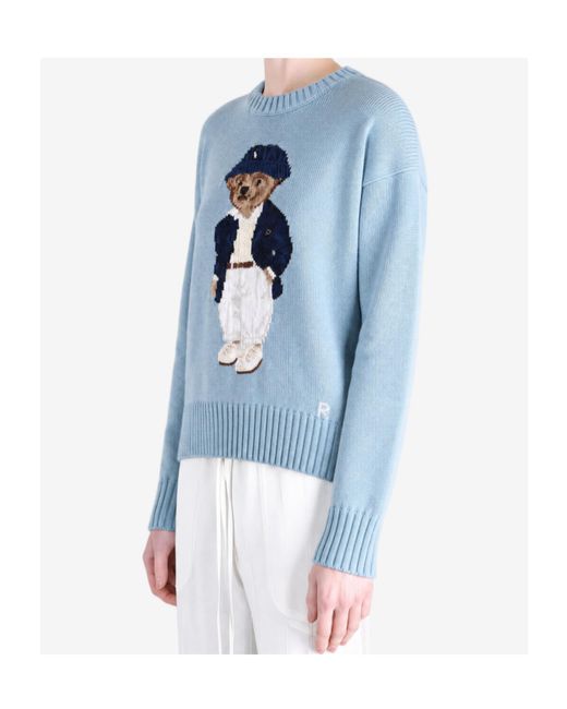 Polo Ralph Lauren Blue Polo Bear Intarsia-Knit Sweater