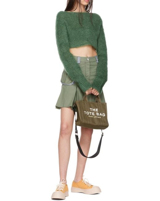 Marc Jacobs Green Logo Printed Zip-Up Small Tote Bag