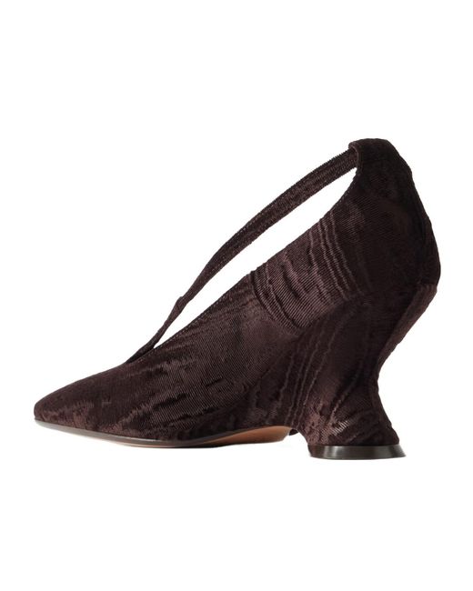 Dries Van Noten Brown Velvet Moiré Wedge Pumps