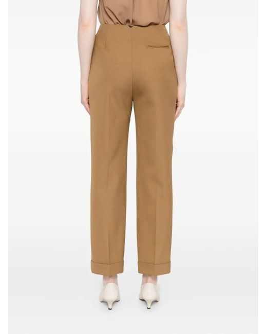 Alberta Ferretti Natural Cuffed-Hem Trousers
