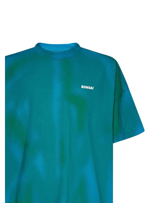 Bonsai Blue Logo-Print Abstract Pattern T-Shirt for men