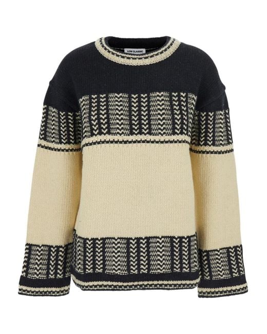 Low Classic Black Intarsia Crewneck Sweater