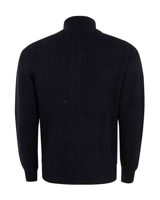 Drumohr Blue Zippered Sweater Cardigan for men