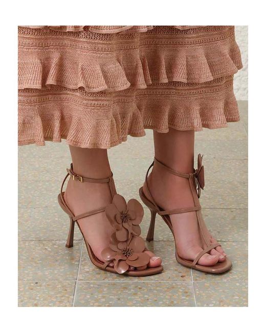 Zimmermann Brown Flower Open-Toe Sandals