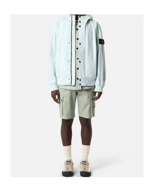 Stone Island Blue Logo Patch Hooded Jacket for men