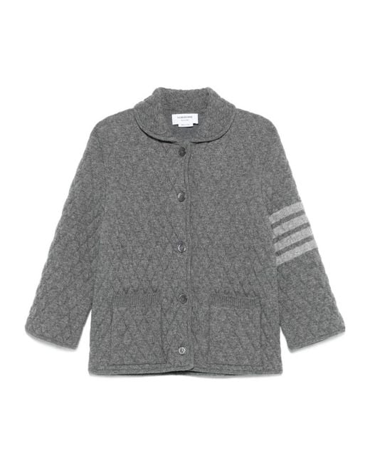 Thom Browne Gray 4 Bar Stripes Quilted Jacket