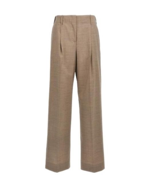 P.A.R.O.S.H. Natural Pressed-Crease Straight-Leg Trousers
