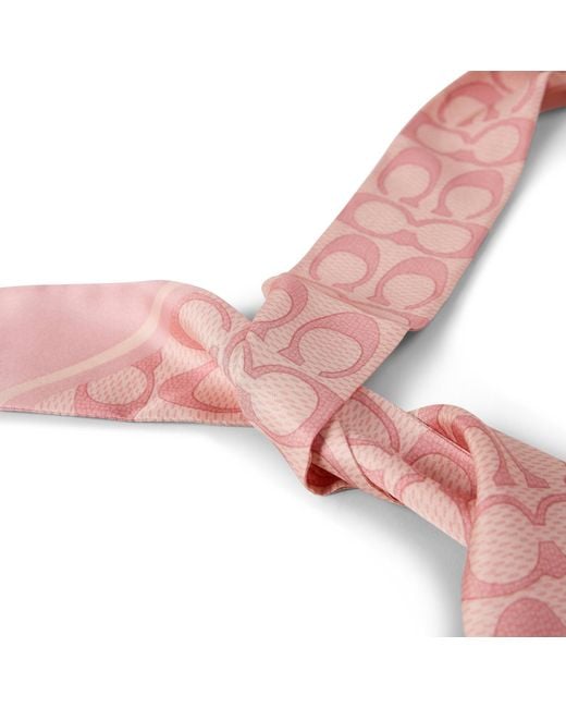 COACH Pink Printed Silk Scarf