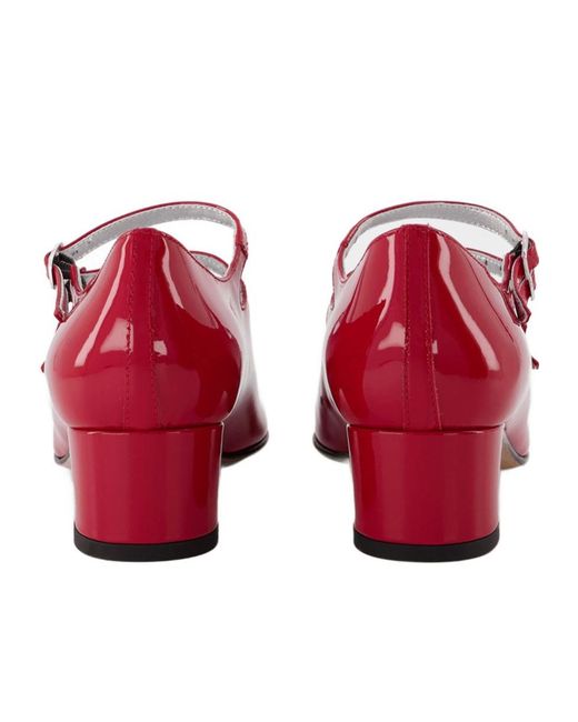 CAREL PARIS Red Kina Buckle Mary Jane High Heels