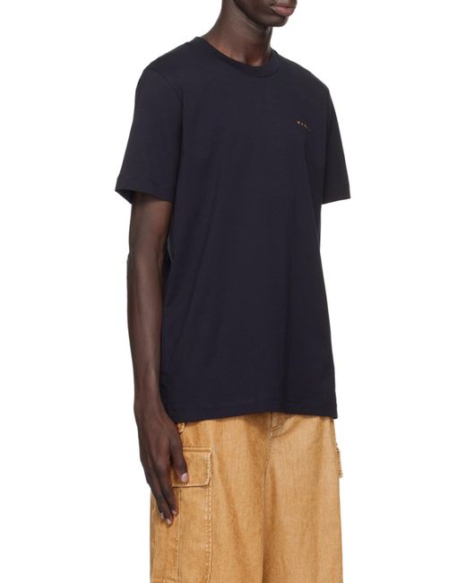 Marni Black Logo Printed Crewneck T-Shirt for men